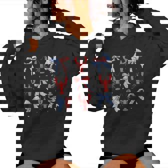 Pink Bows Cute Coquette Crawfish Y2k Clean Girl Aesthetic Women Hoodie - Thegiftio