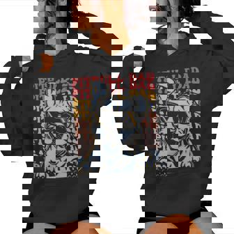 Pitbull Dad Groovy Pitbull Dad American Dog Dad Bandera De Estados Unidos Sudadera con capucha para mujer - Regaloses