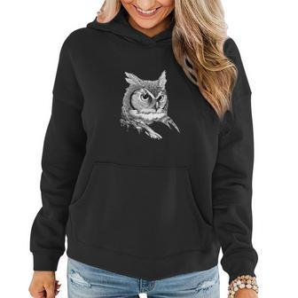 Pocket Owl Great Horned Owl Emblem Graphic Women Hoodie - Monsterry