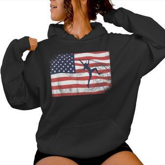 Pole Vault Track And Field Vaulting Girl Gymnast Usa Flag Women Hoodie - Monsterry AU