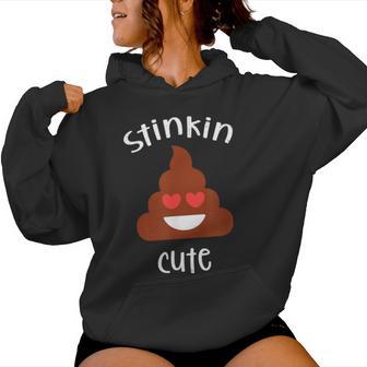 Poop Emoticon Stinkin Cute Valentine's Day Girls Vintage Women Hoodie - Monsterry UK