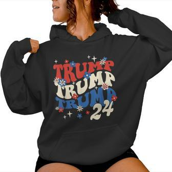 President Trump 24 2024 Groovy Retro Women Hoodie - Monsterry AU