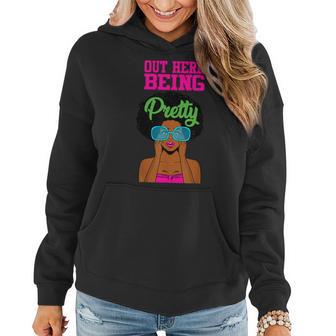 Out Here Being Pretty Sorority Black Sister Green And Pink Women Hoodie - Monsterry DE