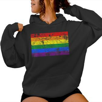 Pride Rainbow Flag Lgbt Gay Lesbian Vintage Women Hoodie - Monsterry UK