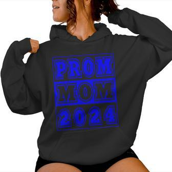 Prom Mom 2024 Blue Text School Prom Dance Chaperone Women Hoodie - Monsterry