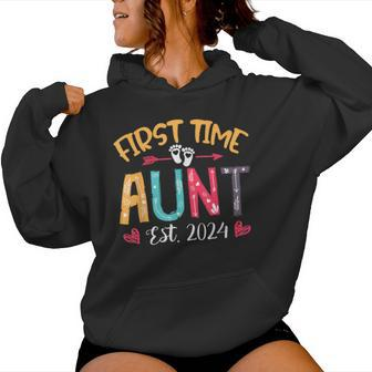 Promoted To Auntie Est 2024 Cute First Time Aunt Women Hoodie - Monsterry DE