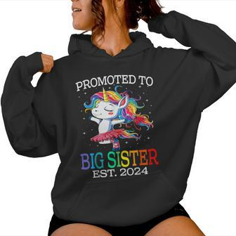Promoted To Big Sister Est 2024 Unicorn Women Hoodie - Monsterry