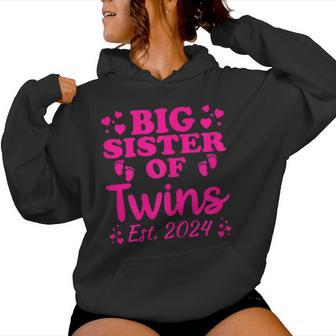 Promoted To Big Sister Of Twins Est 2024 Baby Announcement Women Hoodie - Monsterry