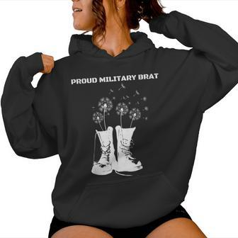 Proud Military Brat Dandelion Combat Boots Women Hoodie - Monsterry AU