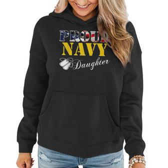Proud Navy Daughter With American Flag Veteran Women Hoodie - Monsterry DE