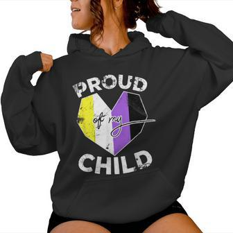 Proud Of My Nonbinary Child Non Binary Pride Flag Dad Mom Women Hoodie - Monsterry