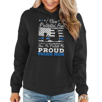 Proud Police Mom Law Enforcement Thin Blue Line Cop Women Hoodie - Monsterry