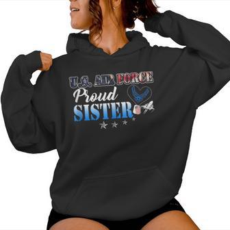 Proud Us Air Force Sister Heart Flag Pride Military Family Women Hoodie - Monsterry DE