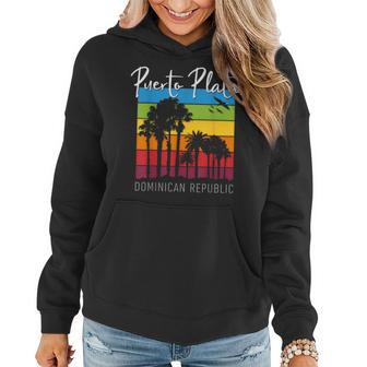 Puerto Plata Vacation Souvenir Rainbow Palm Tree Women Hoodie - Monsterry AU