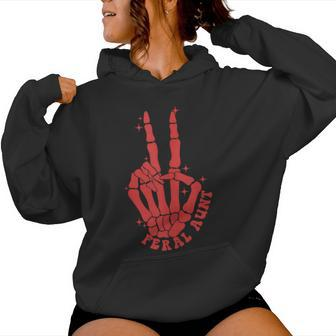 Punk Rock Mom Mother's Day Skeleton Hand Feral Aunt Women Hoodie - Monsterry
