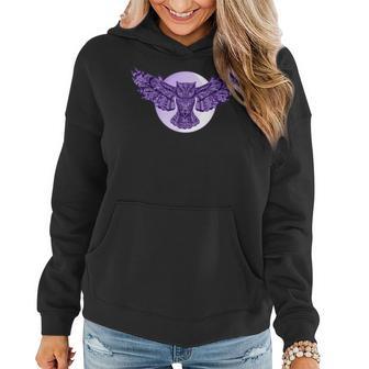 Purple Owl Full Moon For Owl-Lovers Owl Totem Women Hoodie - Monsterry UK