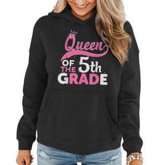 Queen Of The 5Th Grade Crown Back To School Teacher Women Hoodie - Seseable