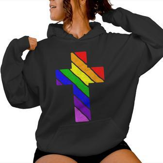 Rainbow Cross Gay Pride & Lgbtq Christian Supporter Women Hoodie - Thegiftio UK