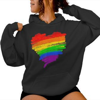 Rainbow Heart Lgbt Ally Lgbtq Lesbian Transgender Gay Pride Women Hoodie - Monsterry CA