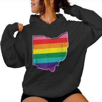 Rainbow Ohio Gay Pride Flag Vintage Women Hoodie - Monsterry