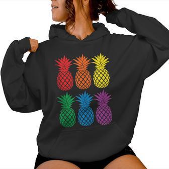 Rainbow Pineapples Aloha Hawaiian Gay Pride Month Women Hoodie - Monsterry DE