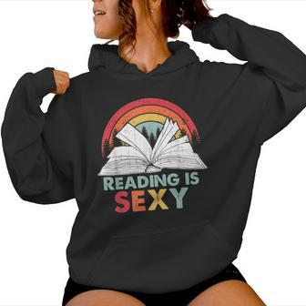 Reading Is Sexy Vintage Flower Book Retro Reader Book Lover Women Hoodie - Monsterry