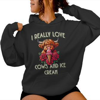 I Really Love Cows And Ice Cream Summer Women Hoodie - Monsterry AU