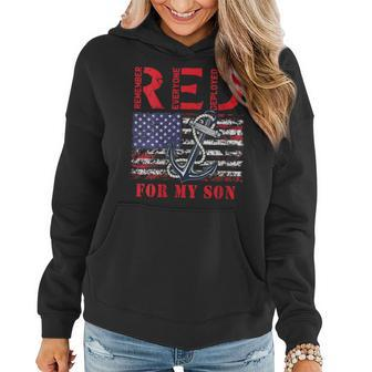 Red Friday For My Son Military Navy Mom Dad Us Flag Vintage Women Hoodie - Monsterry UK