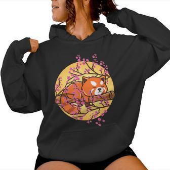 Red Panda Japanese Cherry Flower Women Hoodie - Thegiftio UK
