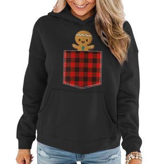 Red Plaid Gingerbread Cookie In Pocket Buffalo Christmas Women Hoodie - Monsterry UK