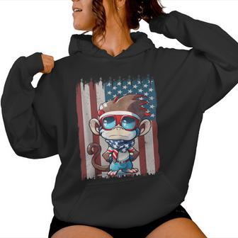 Retro American Flag Monkey Dad Mom 4Th Of July Women Hoodie - Monsterry UK