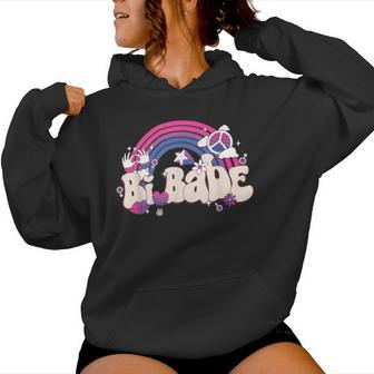 Retro Bi Babe Rainbow Bisexual Pride Flag Lgbt Pride Month Women Hoodie - Monsterry AU