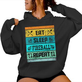 Retro Eat Sleep Fireball Women Women Hoodie - Monsterry