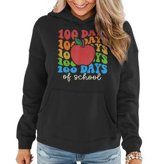 Retro Groovy 100 Days Of School Teacher 100Th Day Of School Women Hoodie | Mazezy