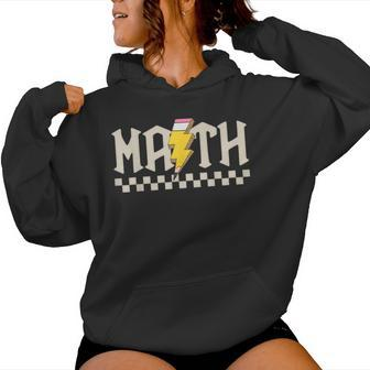 Retro Groovy Checkered Math Teacher High School Math Lovers Women Hoodie - Seseable