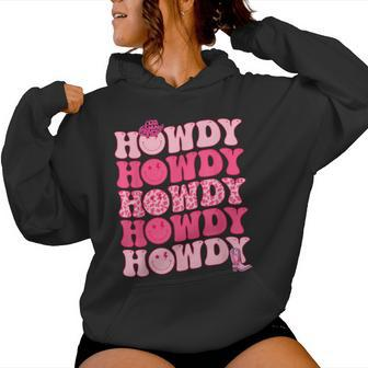 Retro Howdy Western Girl Country Rodeo Pink Cowgirl Groovy Women Hoodie - Monsterry CA