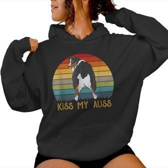 Retro Kiss My Auss Aussie Mom Australian Shepherd Women Hoodie - Monsterry UK