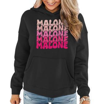 Retro Malone Girl First Name Boy Personalized Groovy 80'S Women Hoodie - Thegiftio UK