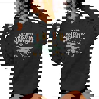 Retro Mamasaurus Pregosaurus Divertido Anuncio De Embarazo Sudadera con capucha para mujer - Regaloses