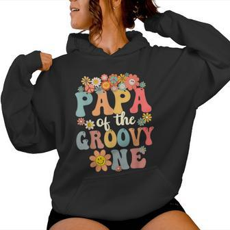 Retro Papa Of Groovy One Matching Family 1St Birthday Party Women Hoodie - Seseable