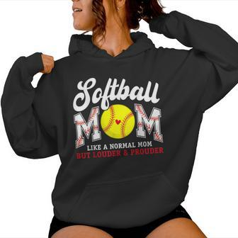 Retro Softball Mom Like A Normal Mom But Louder And Prouder Women Hoodie - Monsterry