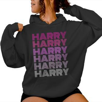 Retro Style Harry Pink Ombre Name Women Hoodie - Seseable