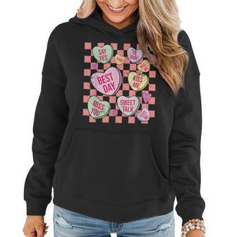 Retro Valentines Day Candy Conversation Hearts Girls Women Hoodie - Thegiftio UK