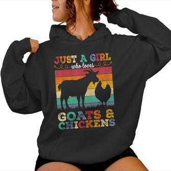 Retro Vintage Just A Girl Who Loves Chickens & Goats Farmer Women Hoodie - Seseable