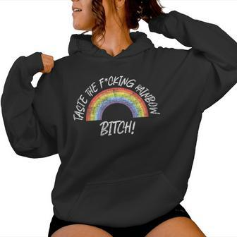 Retro Vintage Lgbt Pride Taste The F-Cking Rainbow Bitch Women Hoodie - Monsterry