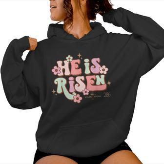 He Is Risen Matthew 286 Happy Easter Retro Christian Jesus Women Hoodie - Seseable