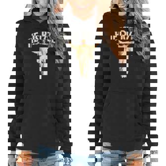 He Is Rizzen Christian Religious Faith Cross Jesus Women Hoodie - Monsterry