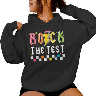 Rock The Test Testing Day Retro Teacher Student Women Hoodie | Mazezy CA