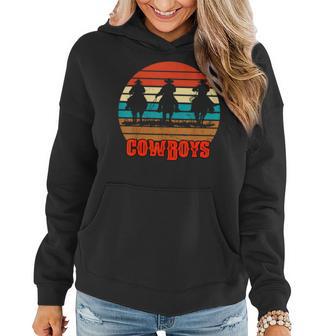 Rodeo Cowboy And Wranglers Bronco Horse Retro Style Sunset Women Hoodie - Monsterry DE