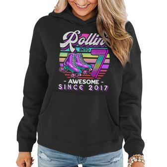 Roller Skating 7Th Birthday Girls Rollin Into 7 Awesome 2017 Women Hoodie | Mazezy